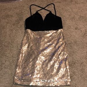 Black gold sequin dress
